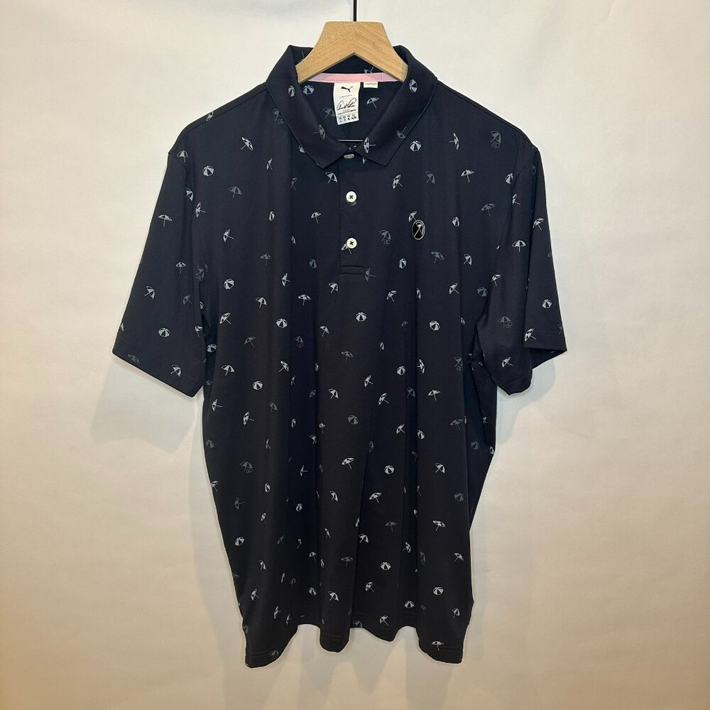 Puma Arnold Palmer Collection golf performance polo L navy blue umbrellas